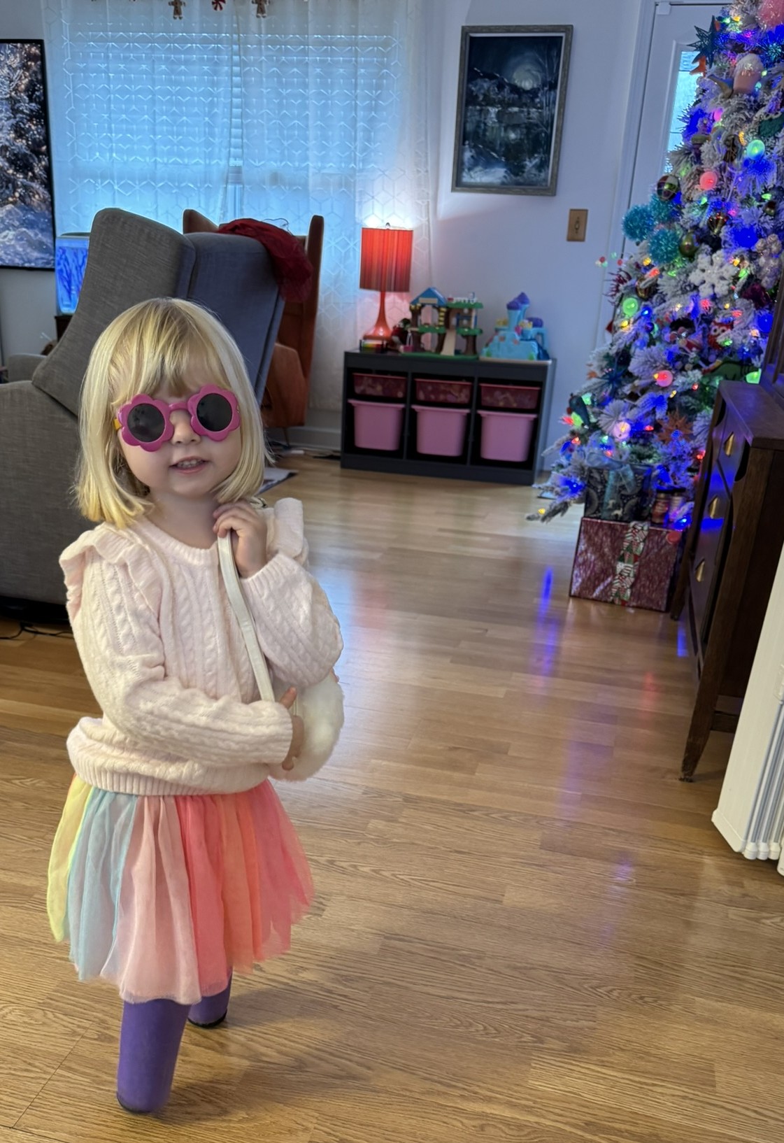 Soft foam slippers Gwen wears around the house instead of full prosthetics