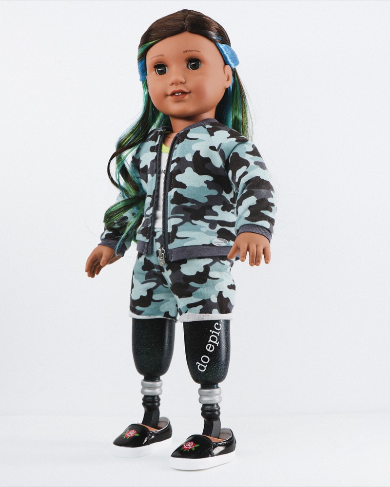 American Girl doll with custom prosthetic legs from A Step Ahead Prosthetics